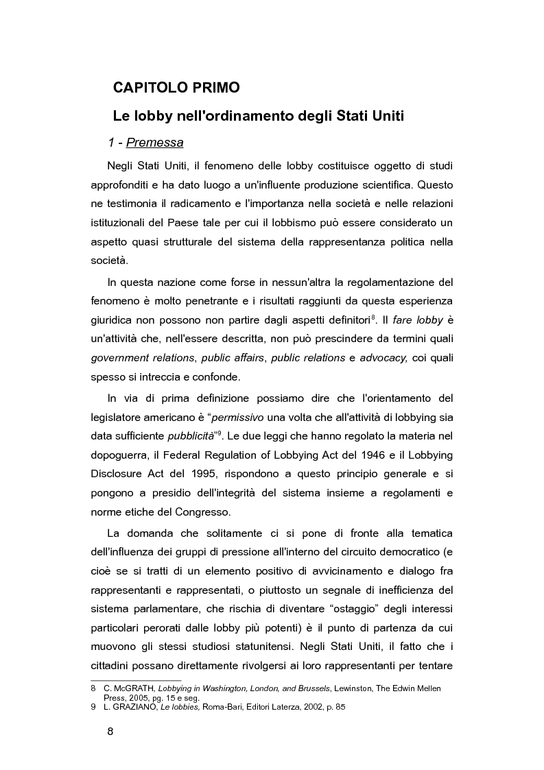 Anteprima della tesi: L'Italia e le lobby: alla ricerca di una regolamentazione possibile, Pagina 7