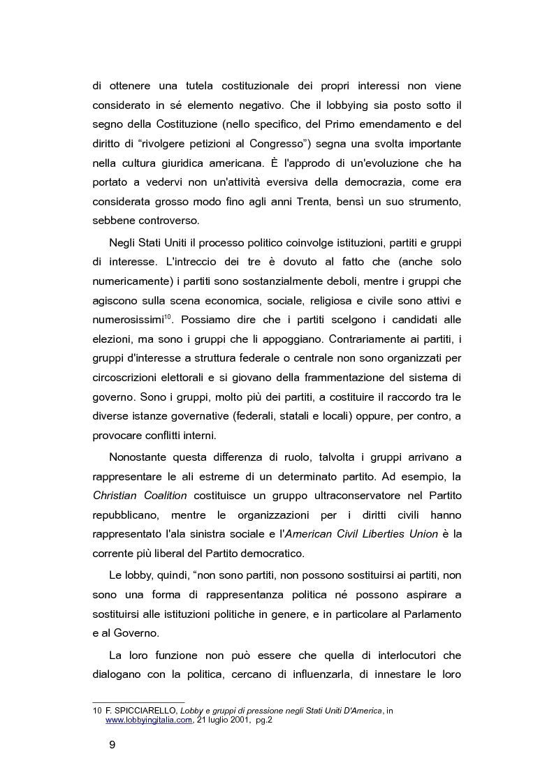 Anteprima della tesi: L'Italia e le lobby: alla ricerca di una regolamentazione possibile, Pagina 8