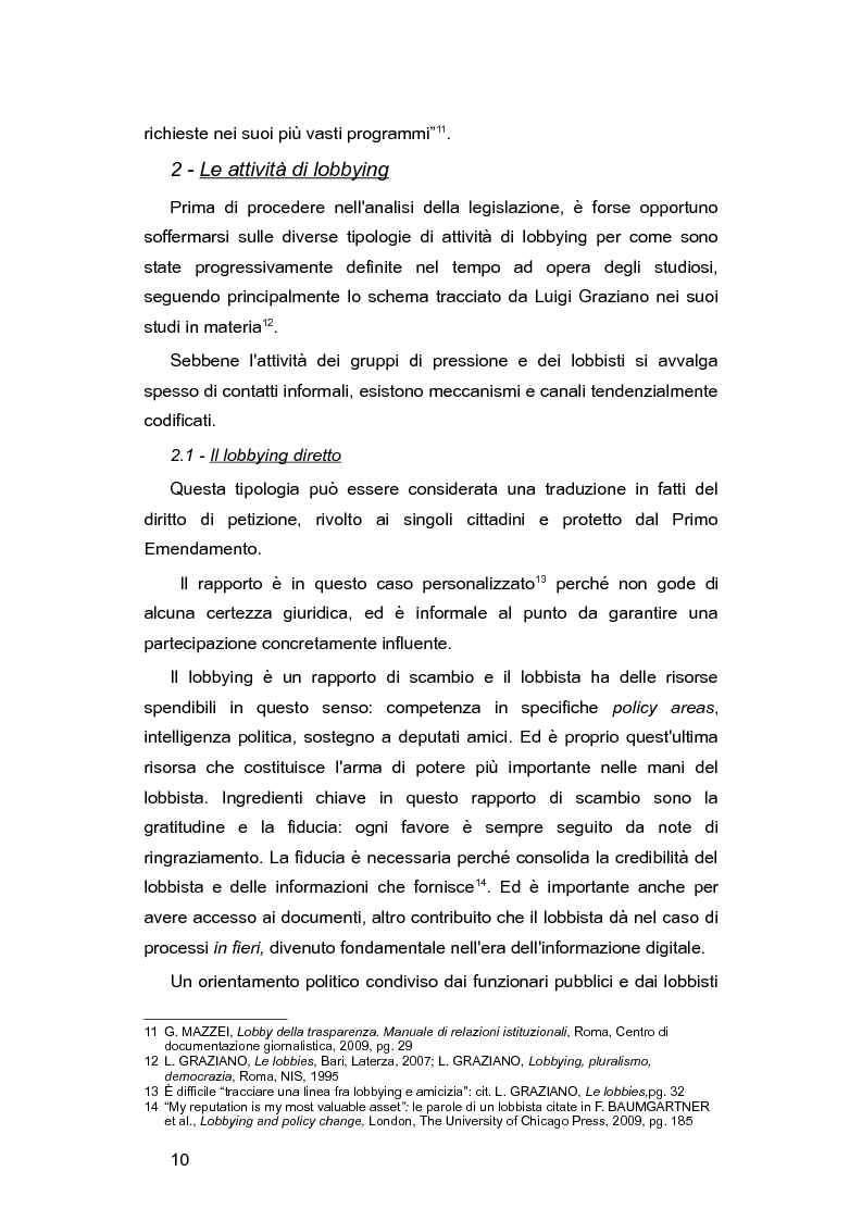 Anteprima della tesi: L'Italia e le lobby: alla ricerca di una regolamentazione possibile, Pagina 9