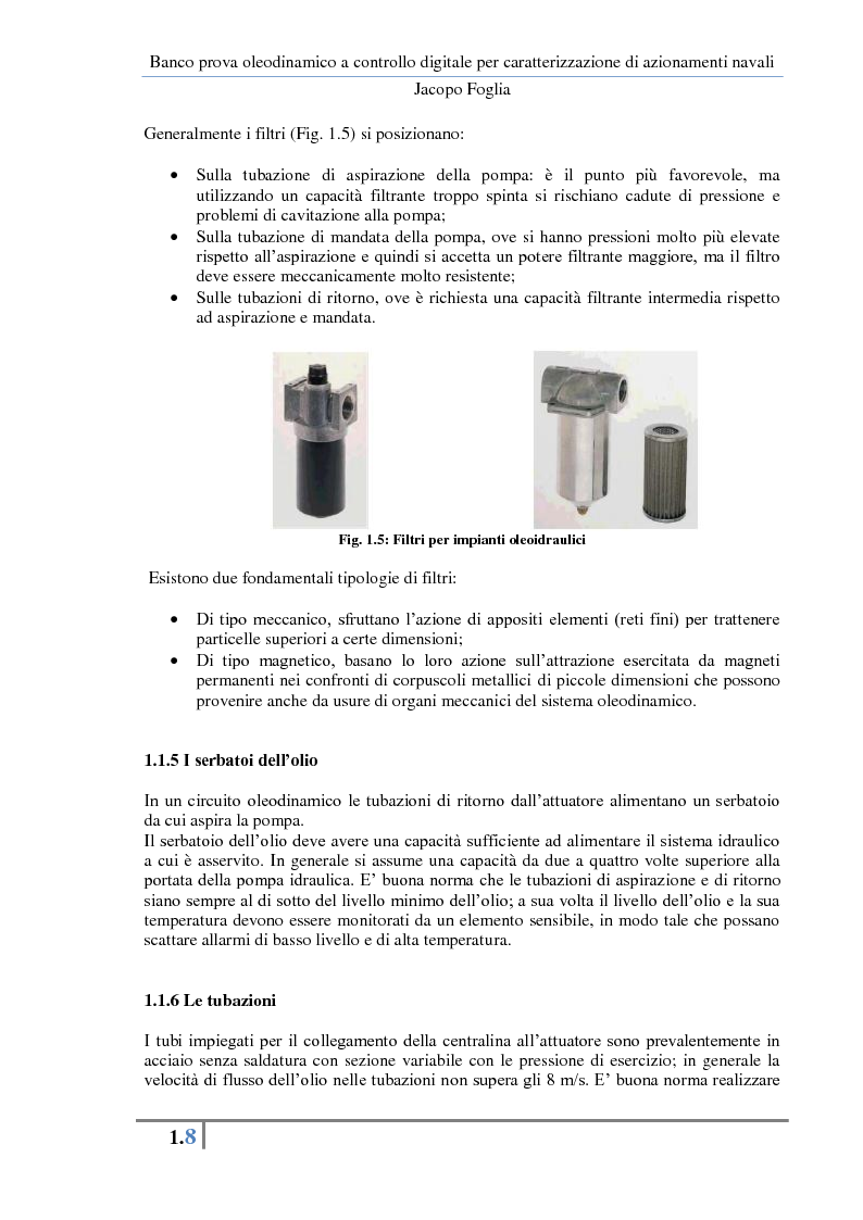 Anteprima della tesi: Progetto e realizzazione di un banco prova oleodinamico a controllo digitale per caratterizzazione di azionamenti navali, Pagina 11