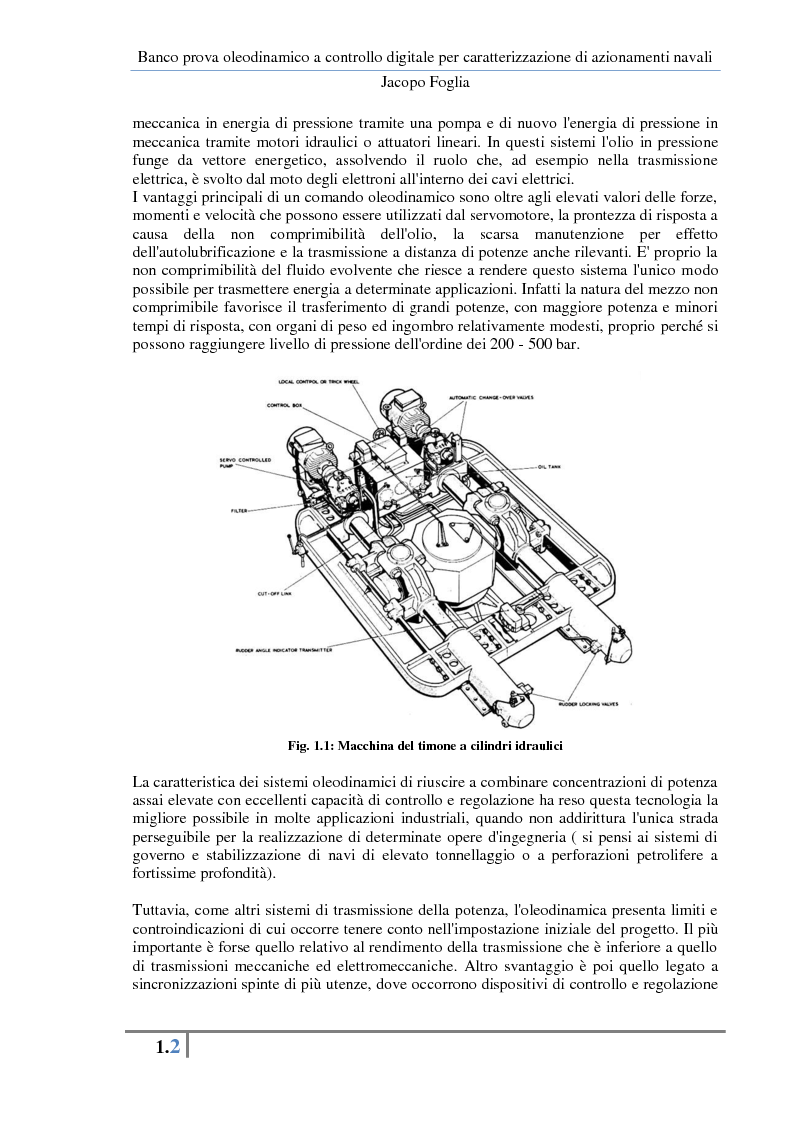 Anteprima della tesi: Progetto e realizzazione di un banco prova oleodinamico a controllo digitale per caratterizzazione di azionamenti navali, Pagina 5