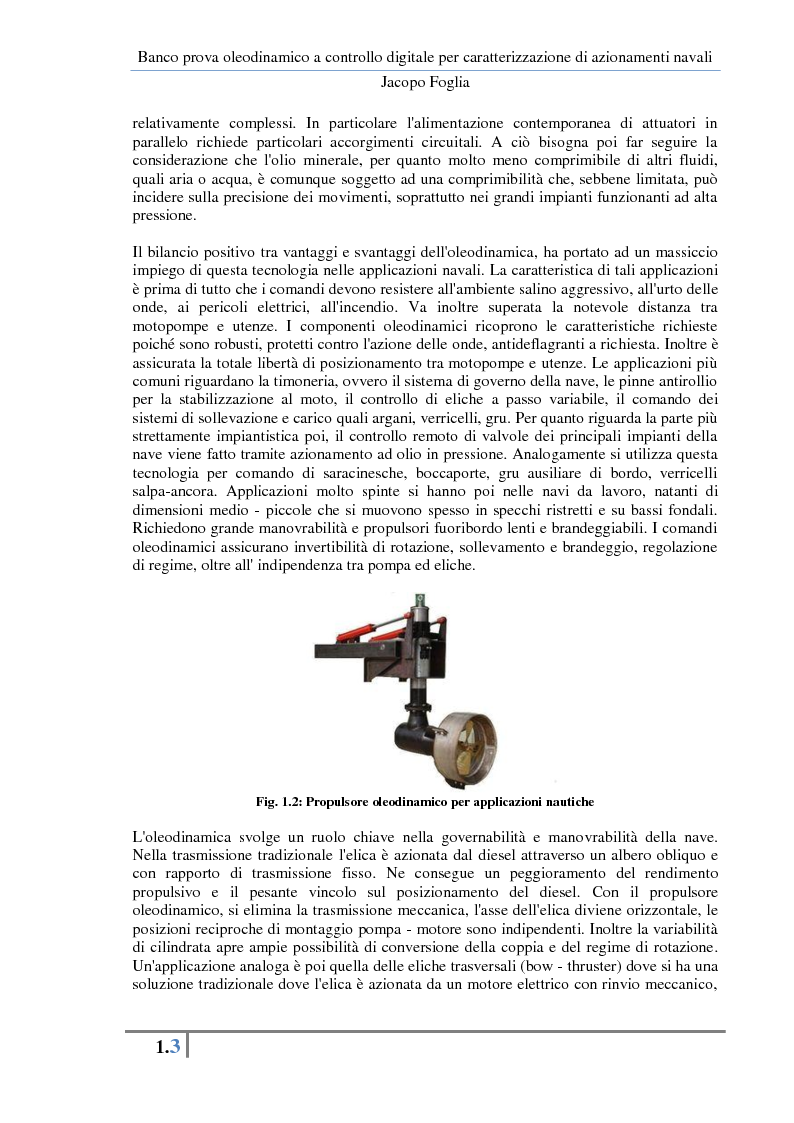 Anteprima della tesi: Progetto e realizzazione di un banco prova oleodinamico a controllo digitale per caratterizzazione di azionamenti navali, Pagina 6