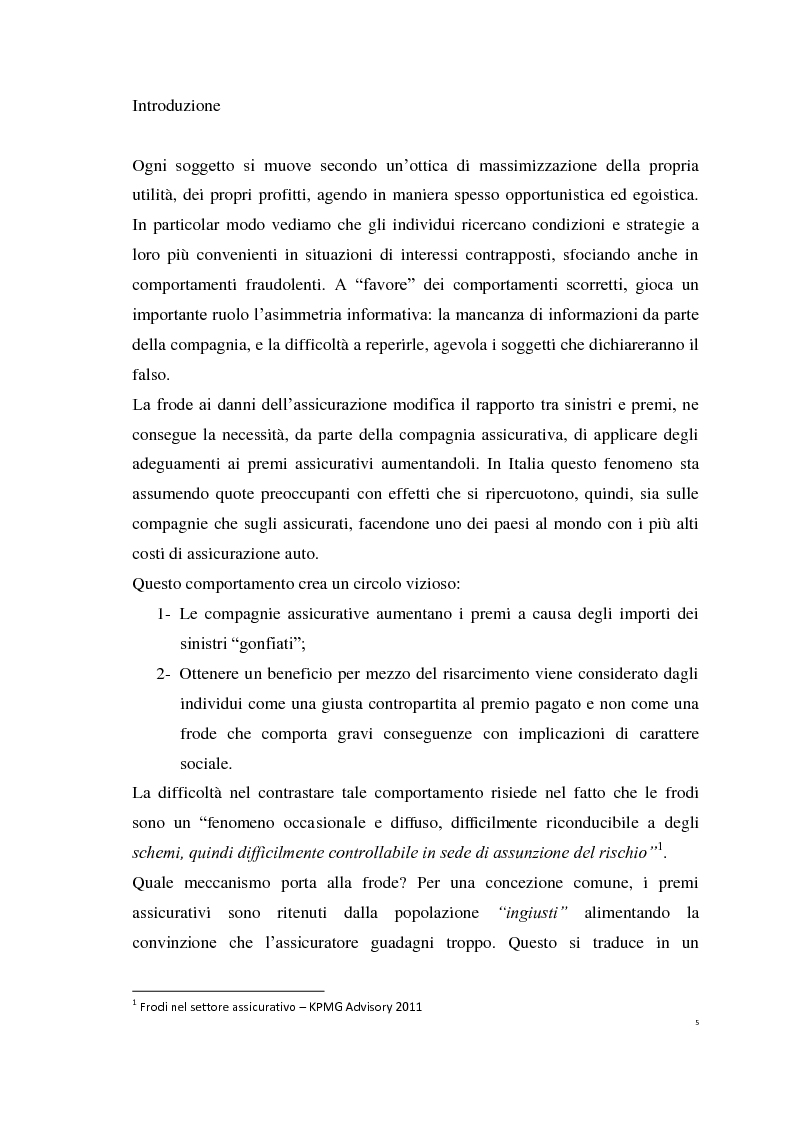 Anteprima della tesi: Le Polizze RCAuto; Profili di rischio e analisi del fenomeno della fraudolenza, Pagina 2
