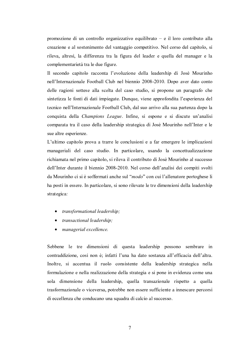 Anteprima della tesi: Leadership strategica e vantaggio competitivo: Josè Mourinho all’Internazionale Football Club, Pagina 3