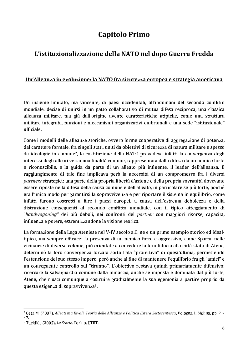 Anteprima della tesi: I Partnership Frameworks dell'Alleanza Atlantica: Istituzionalismo e Neorealismo a confronto, Pagina 7