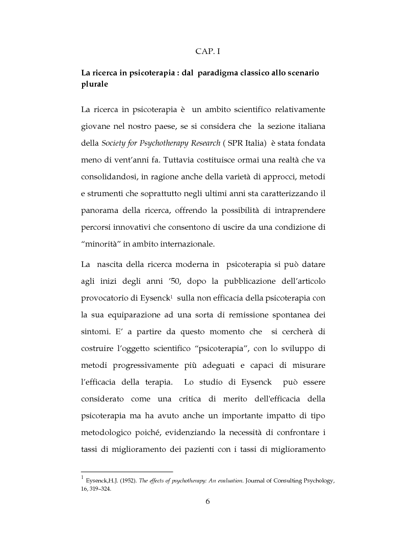 Anteprima della tesi: La ricerca sul processo in psicoterapia: il cambiamento del paziente attraverso lo Psychotherapy Process Q-Set , Pagina 4