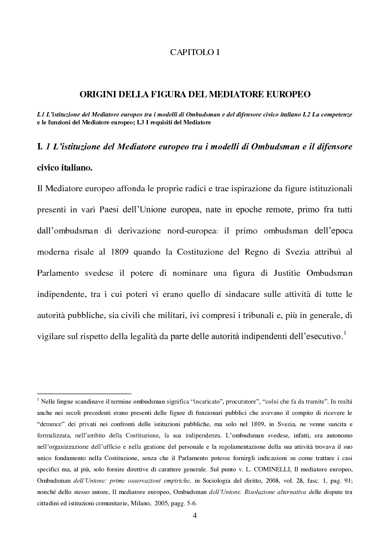 Anteprima della tesi: Il Mediatore europeo, Pagina 4