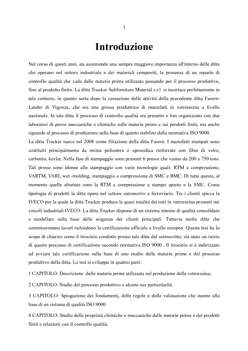 Anteprima della tesi: Studio del processo produttivo di materiali compositi per il settore automobilistico. Messa a punto della strumentazione e dei metodi per il controllo qualità nella produzione di materiali compositi, Pagina 3