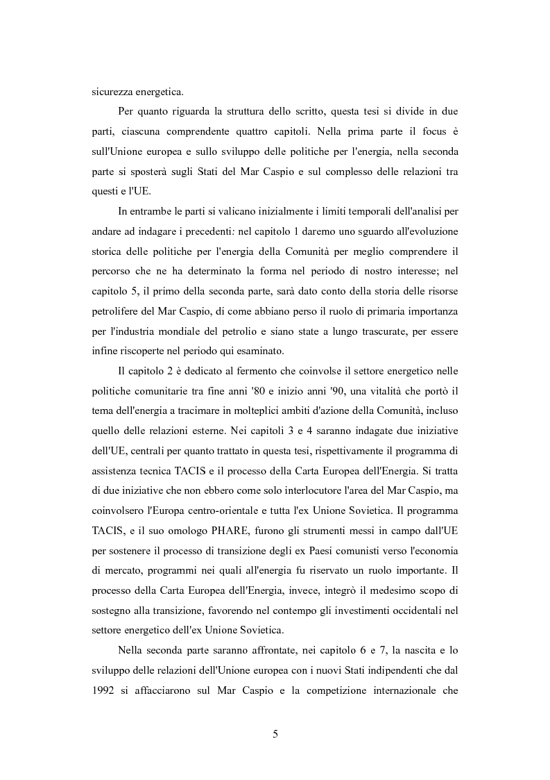 Anteprima della tesi: Le politiche per l'energia dell'Unione europea e le relazioni con l'area del Mar Caspio, 1989-1999., Pagina 4