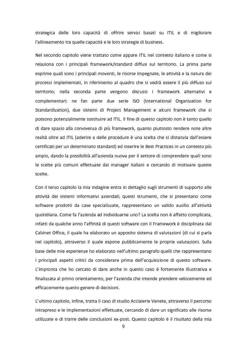 Anteprima della tesi: Il Framework ITIL: una guida all'orientamento nel contesto italiano, Pagina 5