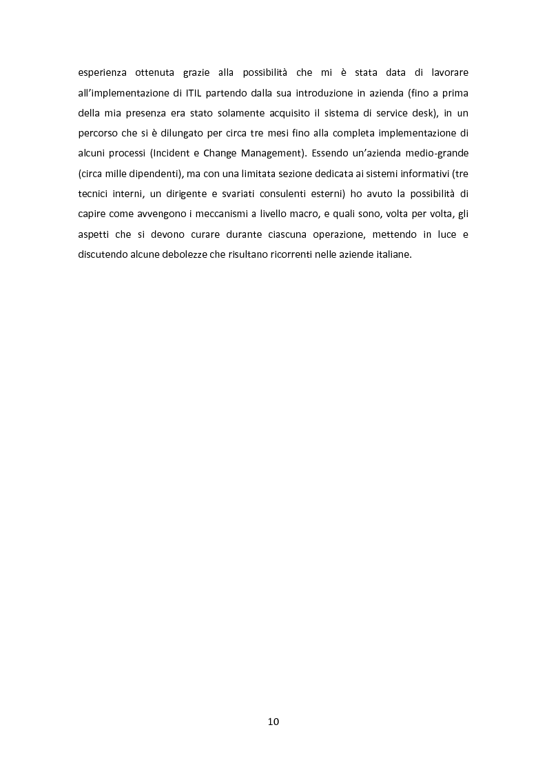 Anteprima della tesi: Il Framework ITIL: una guida all'orientamento nel contesto italiano, Pagina 6