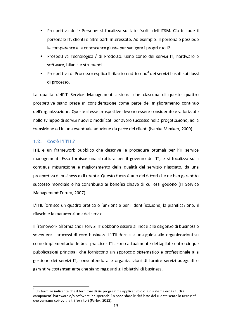 Anteprima della tesi: Il Framework ITIL: una guida all'orientamento nel contesto italiano, Pagina 9