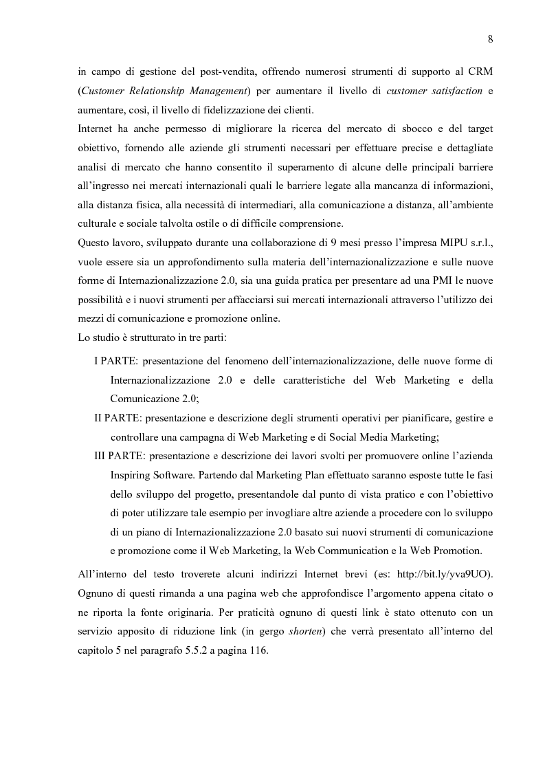 Anteprima della tesi: Internazionalizzazione 2.0: Web Marketing, Web Communication e Web Promotion al servizio delle PMI. Il caso Inspiring Software, Pagina 3