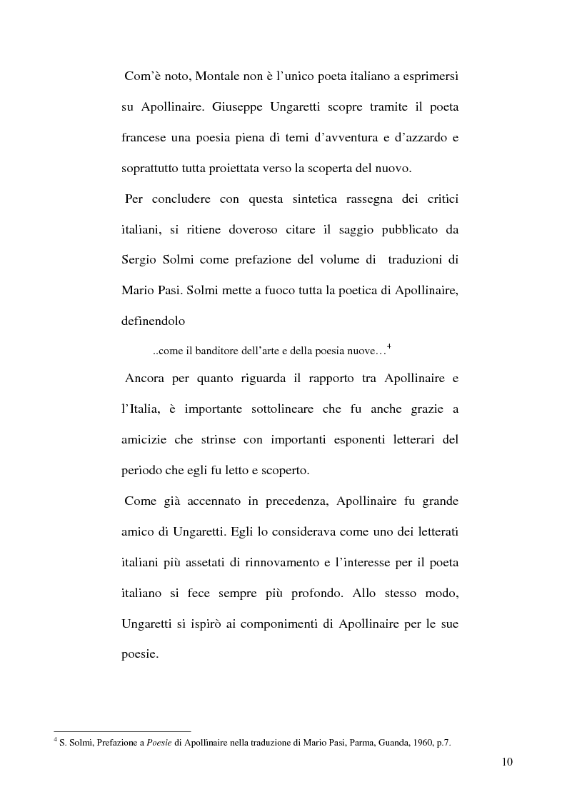 Anteprima della tesi: Guillaume Apollinaire. Da Alcools a Calligrammes: esempi di traduzione a confronto., Pagina 10