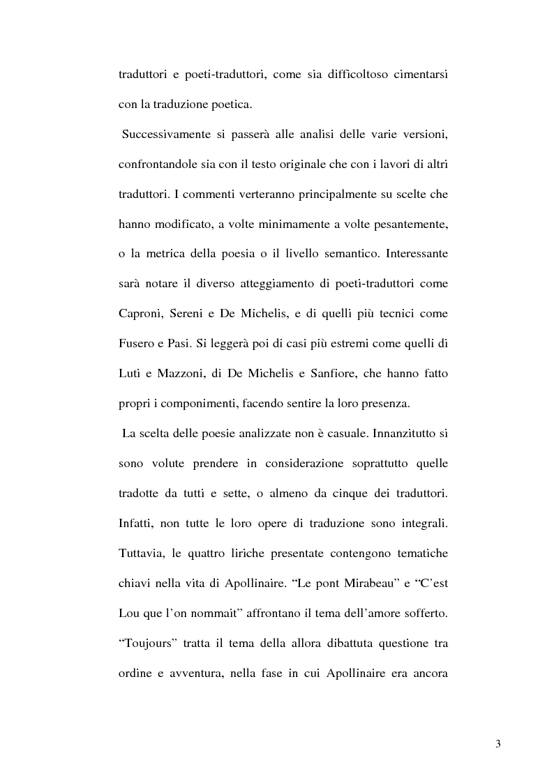 Anteprima della tesi: Guillaume Apollinaire. Da Alcools a Calligrammes: esempi di traduzione a confronto., Pagina 3