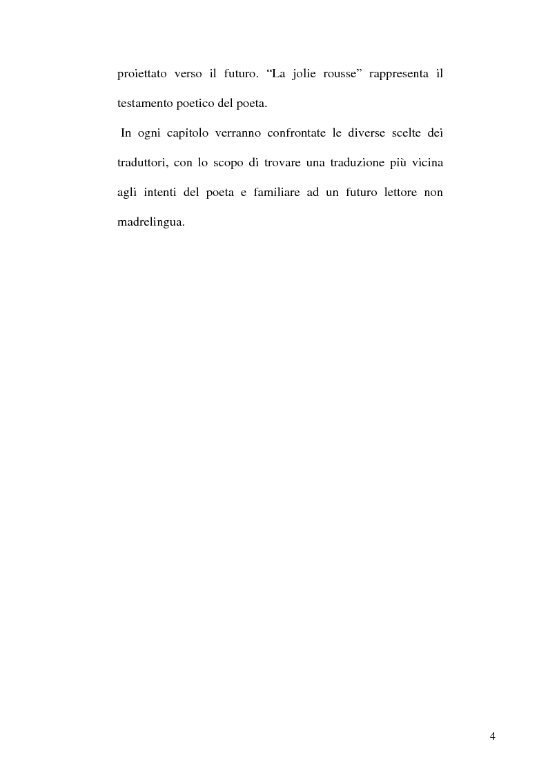 Anteprima della tesi: Guillaume Apollinaire. Da Alcools a Calligrammes: esempi di traduzione a confronto., Pagina 4