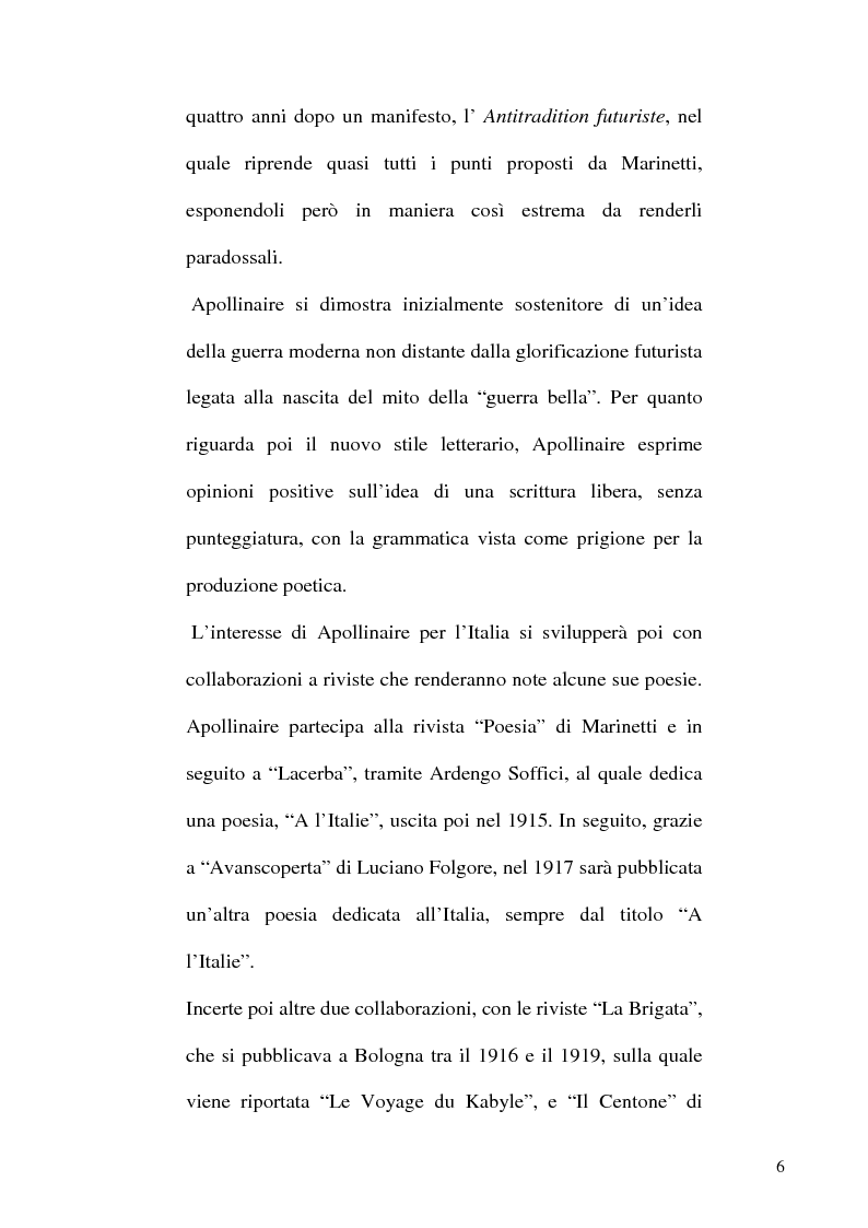 Anteprima della tesi: Guillaume Apollinaire. Da Alcools a Calligrammes: esempi di traduzione a confronto., Pagina 6