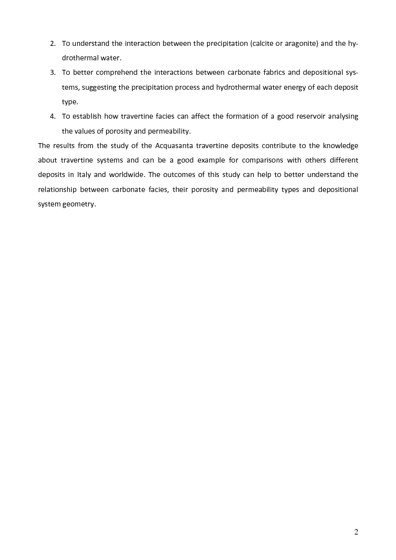 Anteprima della tesi: Depositional System, Petrography and Facies Analysis of Pleistocene Travertine in Southern MarcheE, Central Italy, Pagina 3