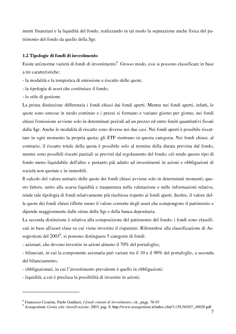 Anteprima della tesi: Gli Exchange Traded Funds come strumenti di gestione del risparmio, Pagina 7
