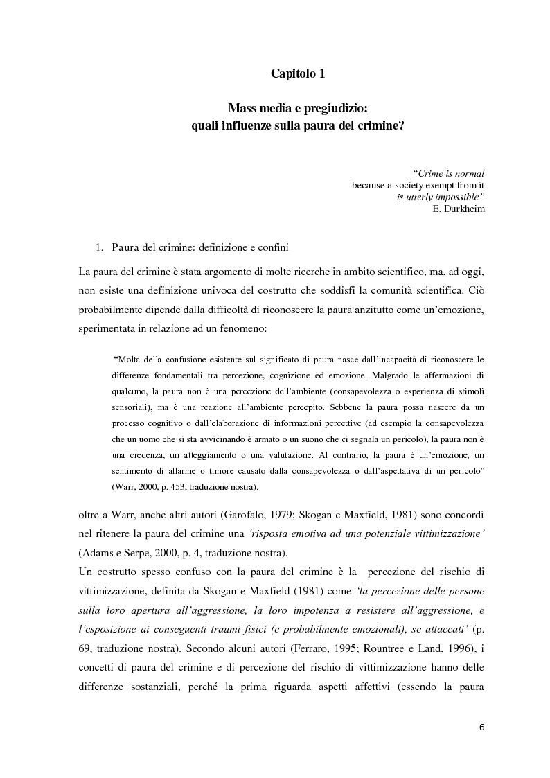 Anteprima della tesi: Mass media, pregiudizio e paura del crimine: un'indagine con il Linguistic Category Model, Pagina 4