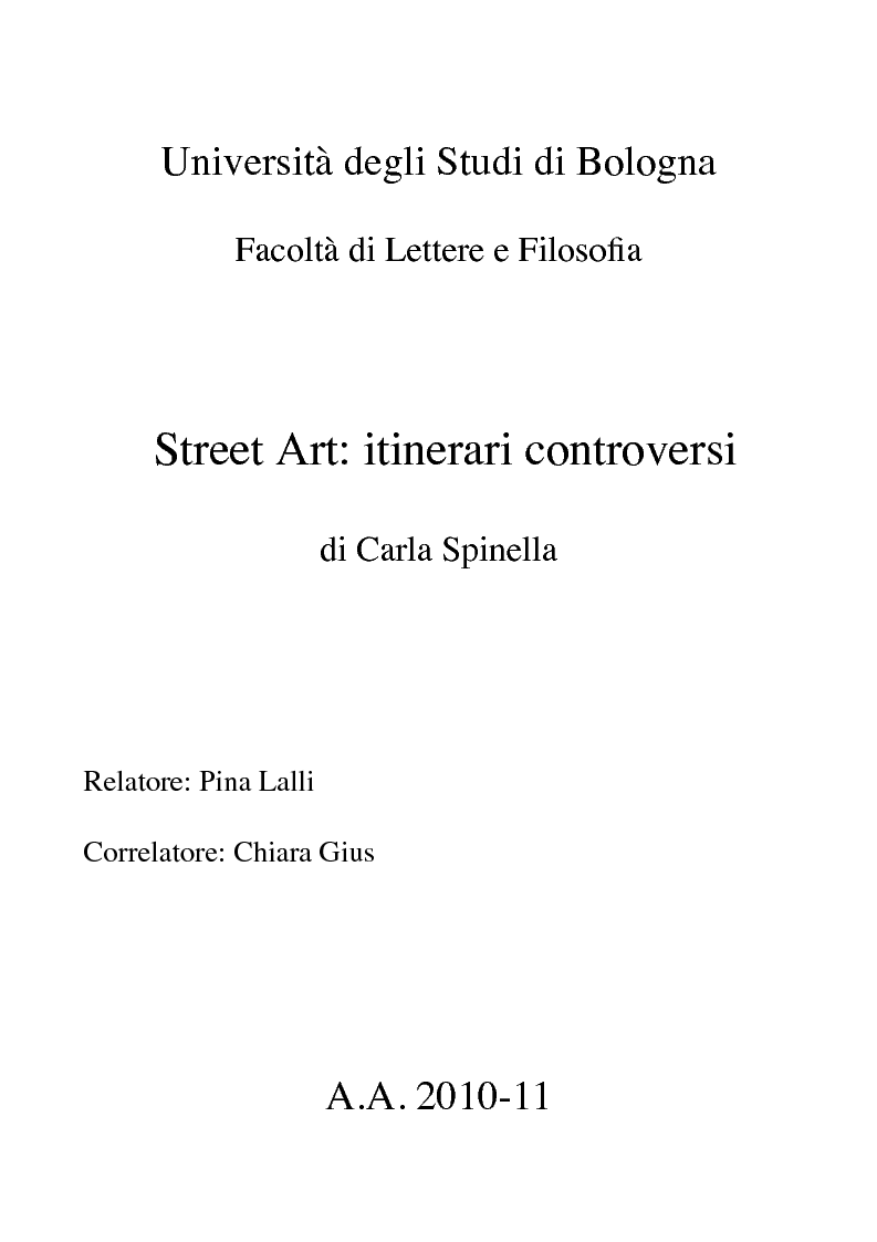 Anteprima della tesi: Street Art: itinerari controversi, Pagina 1