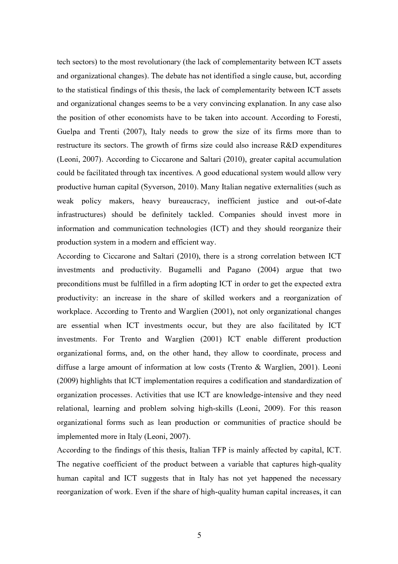 Anteprima della tesi: Why is Italian TFP decreasing? An Econometric Analysis Compares Italy with Other Three European Countries, Pagina 3