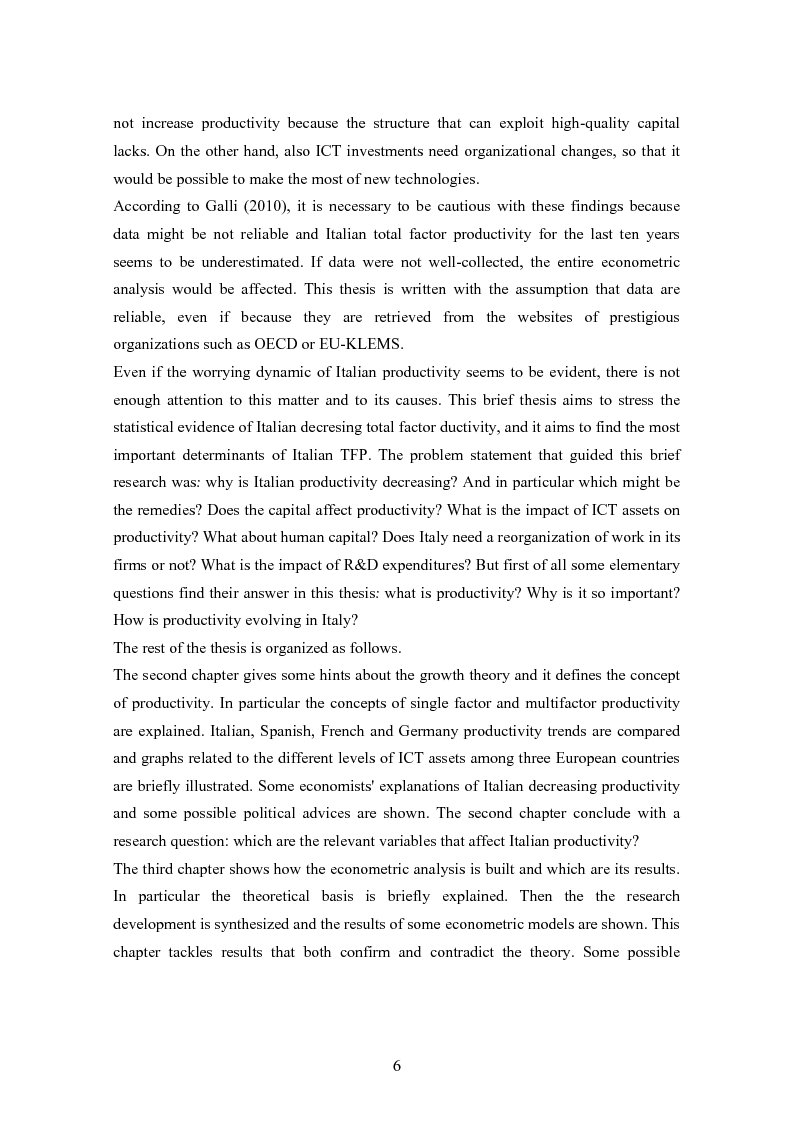 Anteprima della tesi: Why is Italian TFP decreasing? An Econometric Analysis Compares Italy with Other Three European Countries, Pagina 4
