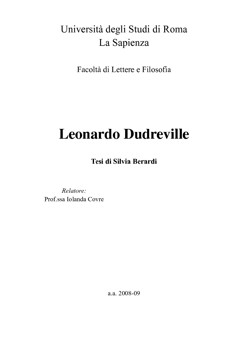 Anteprima della tesi: Leonardo Dudreville, Pagina 1
