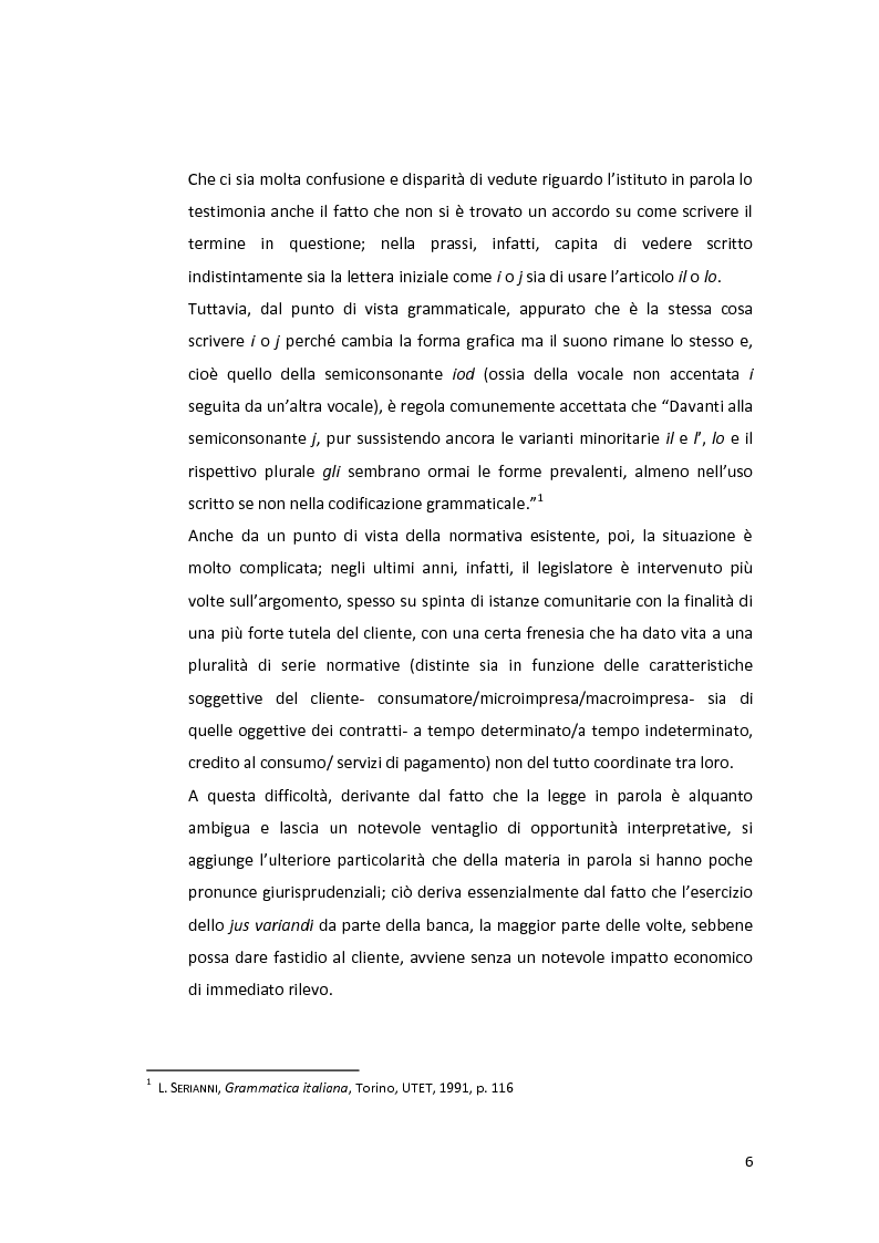 Anteprima della tesi: Jus variandi bancario: evoluzione della normativa e problematiche esistenti, Pagina 4