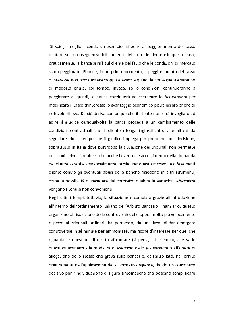 Anteprima della tesi: Jus variandi bancario: evoluzione della normativa e problematiche esistenti, Pagina 5