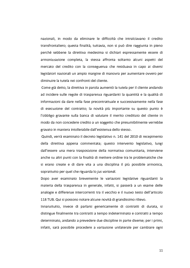 Anteprima della tesi: Jus variandi bancario: evoluzione della normativa e problematiche esistenti, Pagina 9