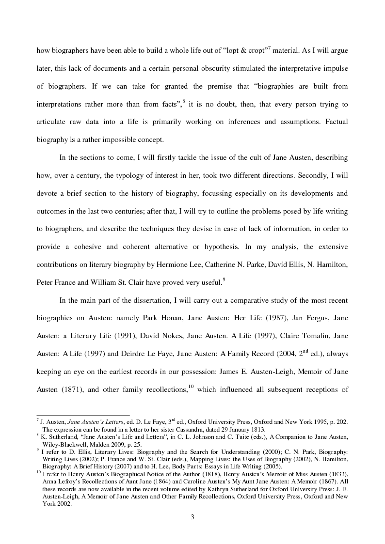 Anteprima della tesi: Re-presenting the Author: Biographical Re-Inventions of Jane Austen, 1871 - 2008, Pagina 4