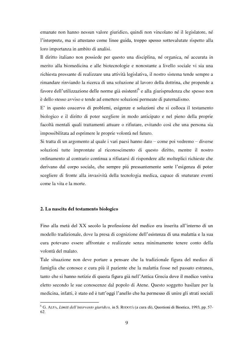 Anteprima della tesi: Testamento biologico e principio di Autodeterminazione, Pagina 10