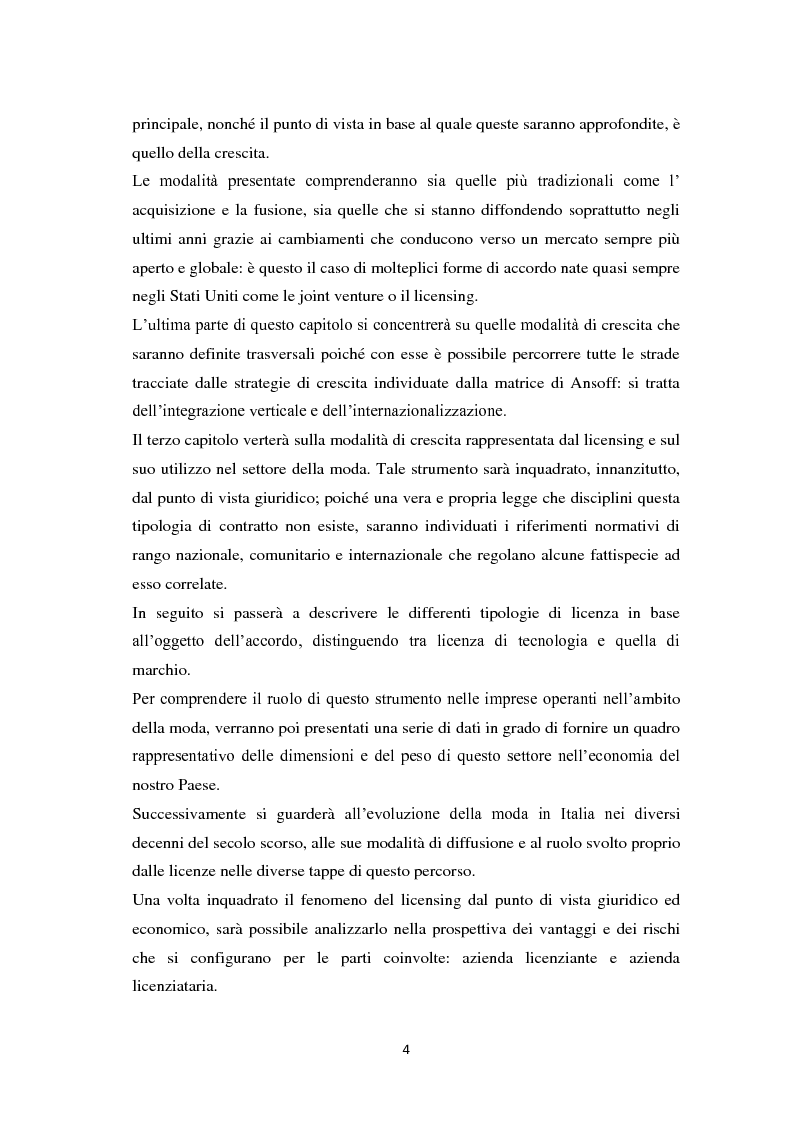 Anteprima della tesi: Il licensing nell'ambito delle strategie di crescita delle imprese. Il caso Ittierre, Pagina 4