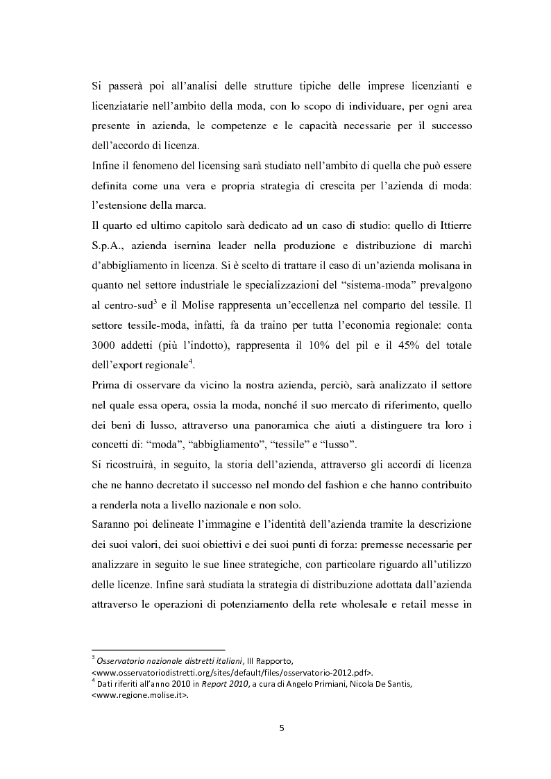 Anteprima della tesi: Il licensing nell'ambito delle strategie di crescita delle imprese. Il caso Ittierre, Pagina 5