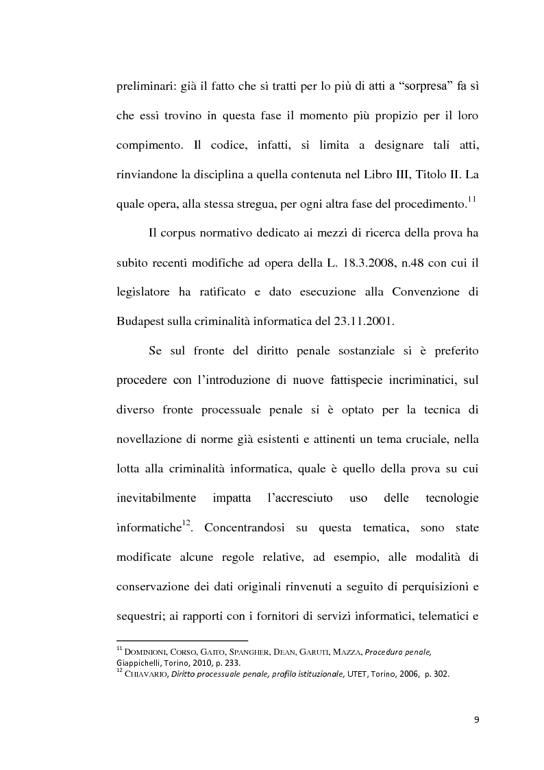 Anteprima della tesi: Sequestro probatorio e processo penale, Pagina 10