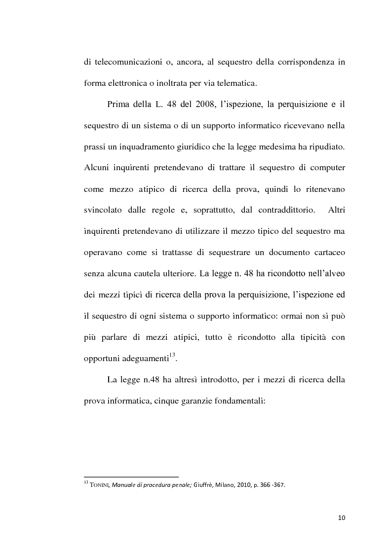 Anteprima della tesi: Sequestro probatorio e processo penale, Pagina 11
