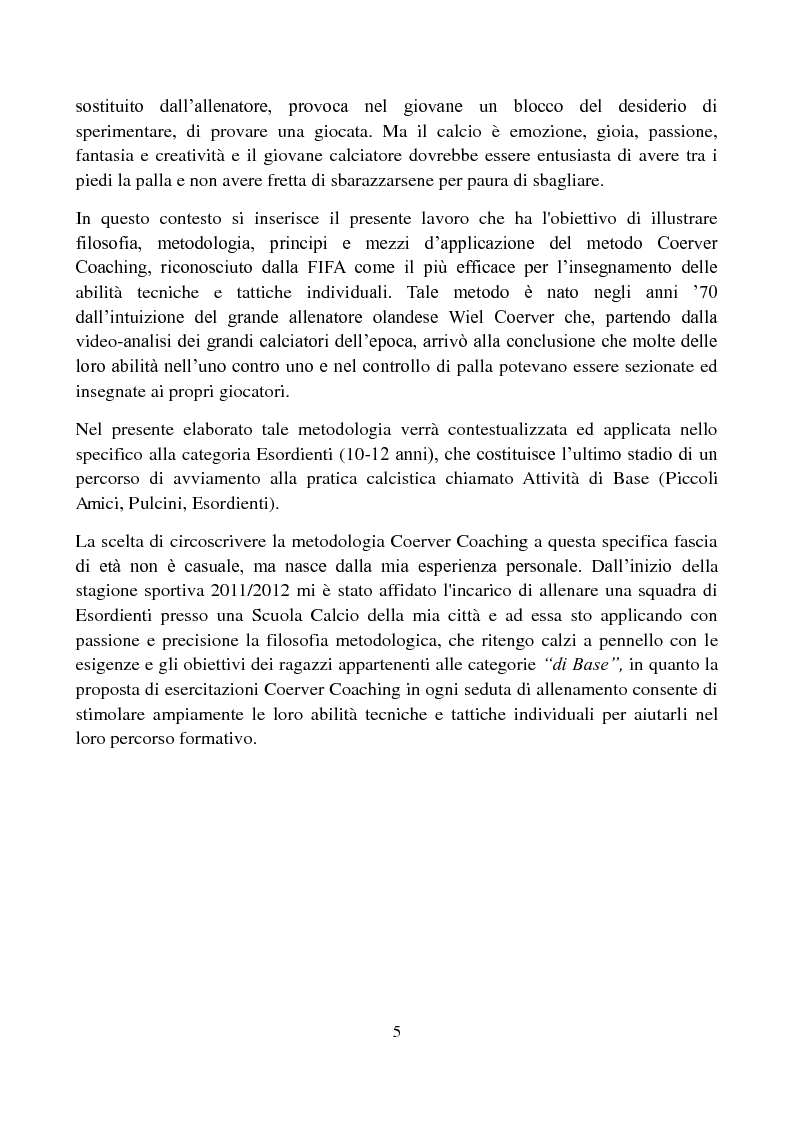Anteprima della tesi: Il metodo Coerver Coaching applicato ai calciatori della categoria Esordienti, Pagina 4