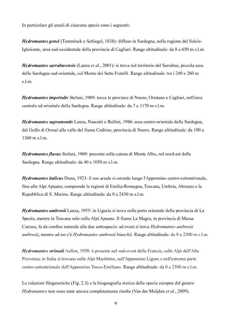 Anteprima della tesi: Caratteristiche delle Grotte e Distribuzione dei Geotritoni
(Hydromantes italicus, Amphibia) sull'Appennino Toscano, Pagina 7