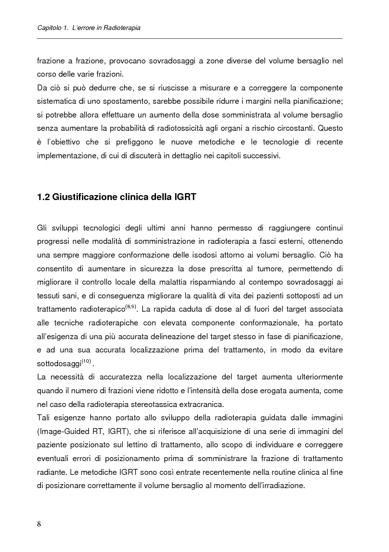 Anteprima della tesi: Impatto dell'IGRT nel trattamento del carcinoma prostatico: analisi degli errori di set-up e valutazioni dosimetriche, Pagina 7