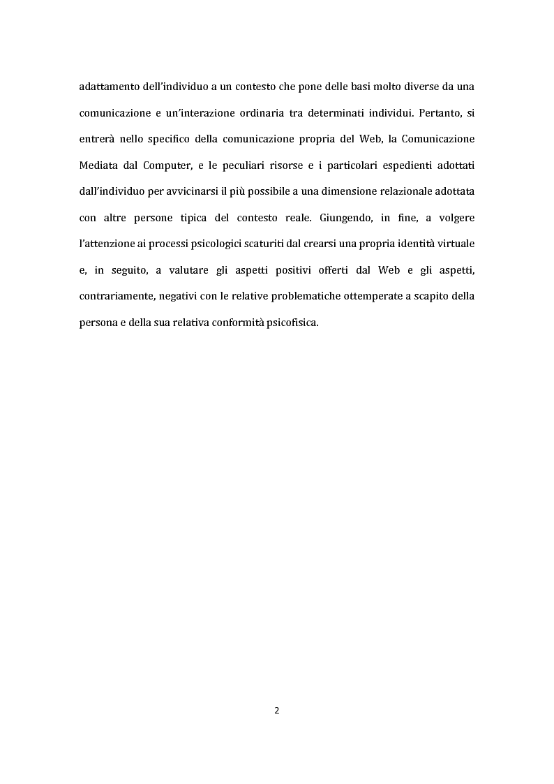 Anteprima della tesi: Identità nel Web: internauti in rotta verso nuovi sé., Pagina 3