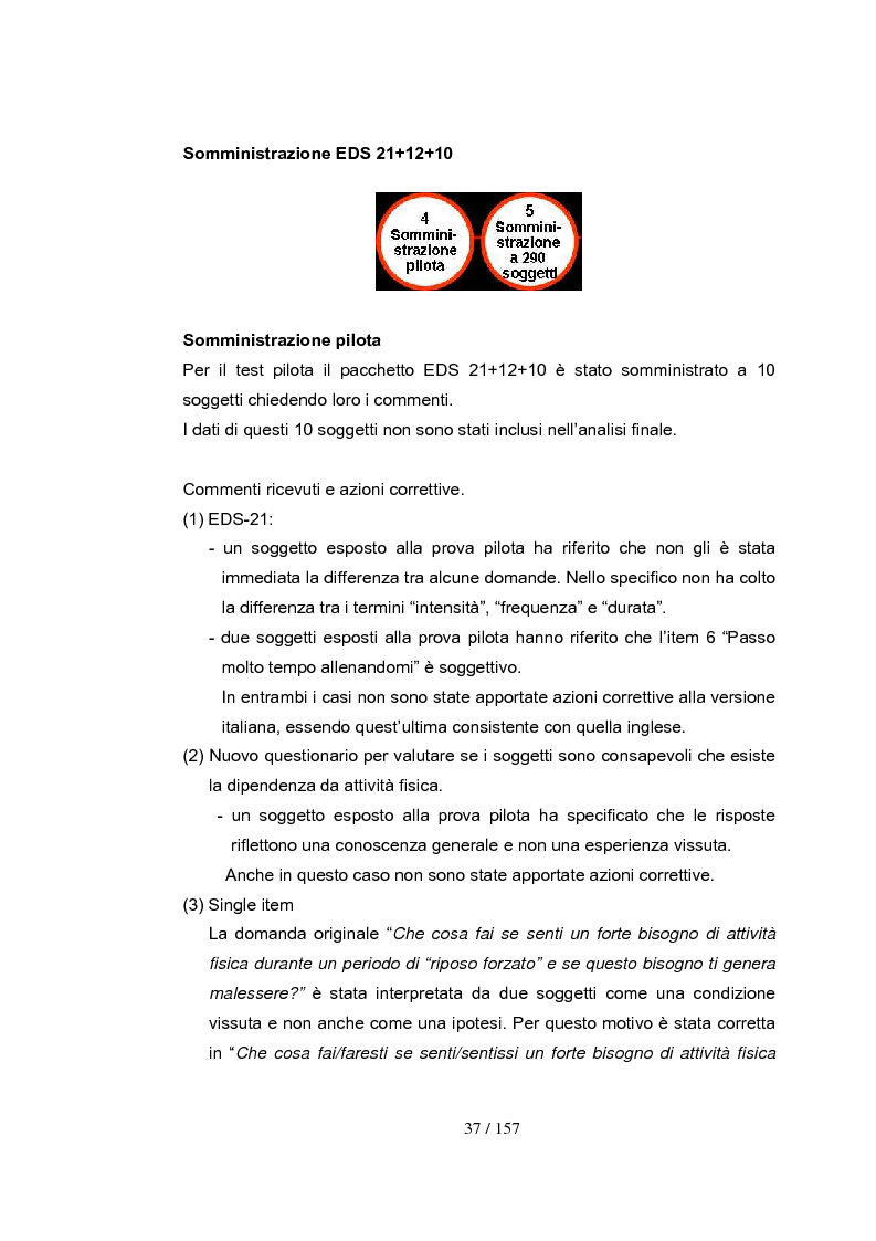 Anteprima della tesi: Dipendenza da esercizio fisico: come riconoscerla, come intervenire. Somministrazione di test a 4 gruppi sperimentali, Pagina 7