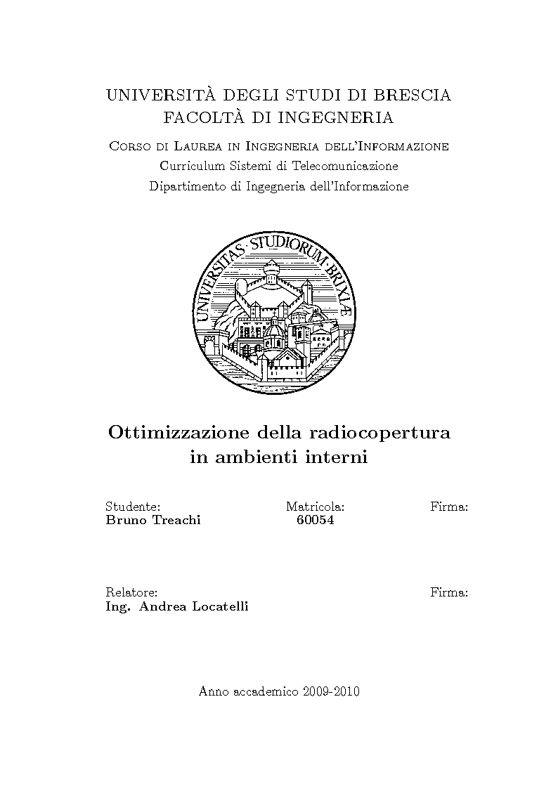 Anteprima della tesi: Ottimizzazione della radiocopertura in ambienti interni, Pagina 1