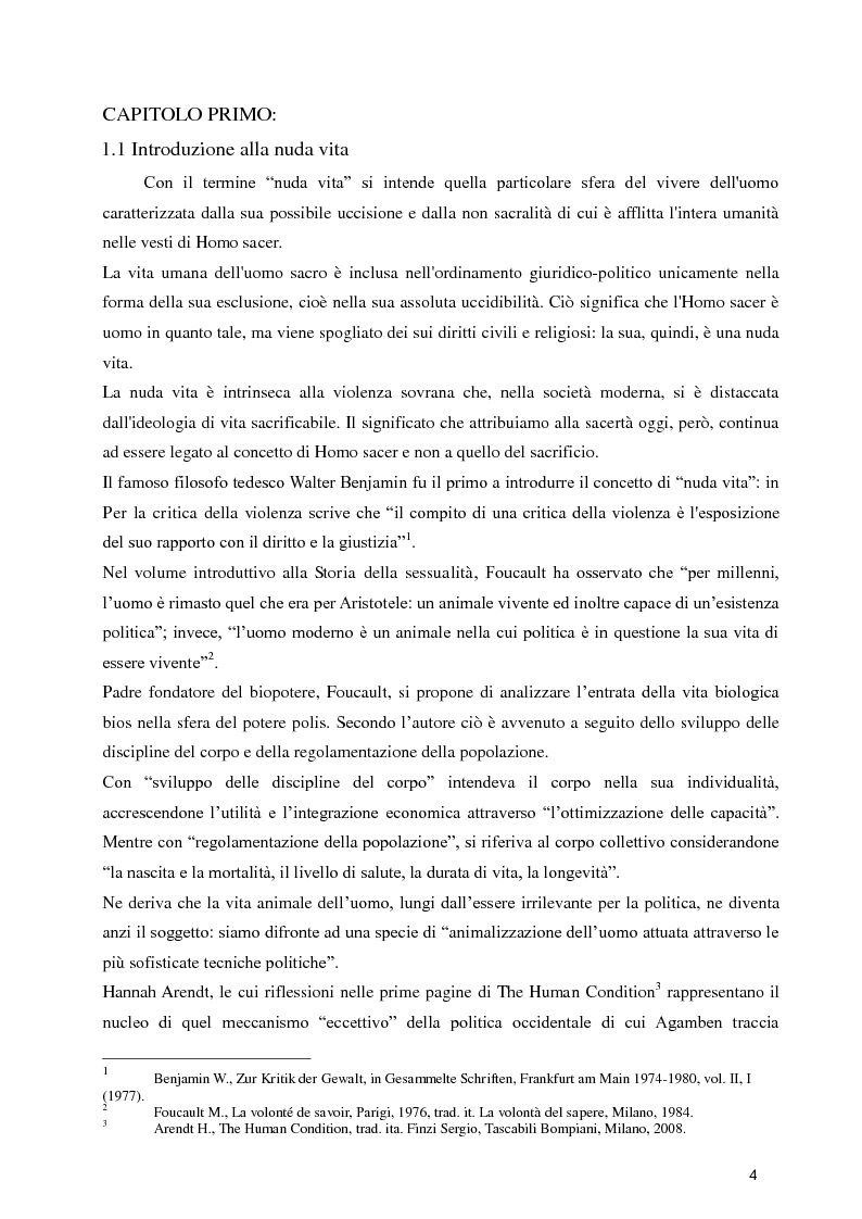 Anteprima della tesi: Diritti umani e biopotere. Riflessioni in margine ad una filosofia della catastrofe, Pagina 4