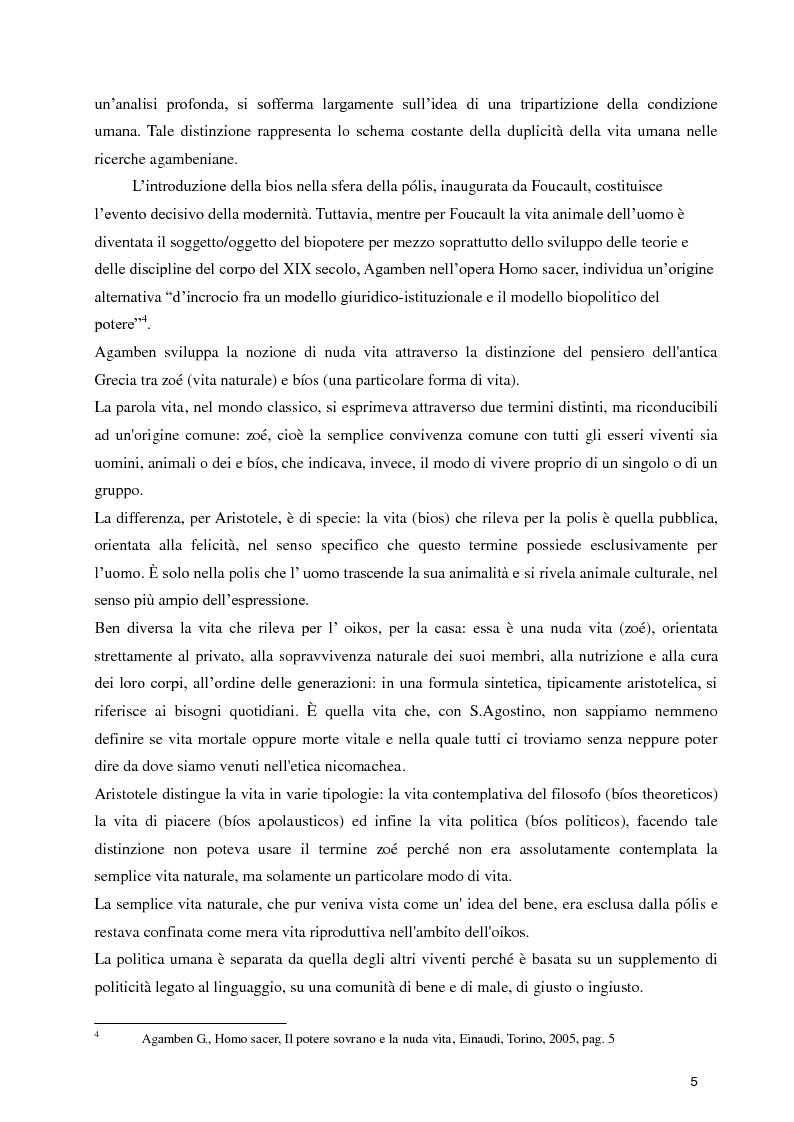 Anteprima della tesi: Diritti umani e biopotere. Riflessioni in margine ad una filosofia della catastrofe, Pagina 5