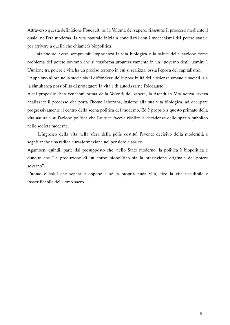 Anteprima della tesi: Diritti umani e biopotere. Riflessioni in margine ad una filosofia della catastrofe, Pagina 6