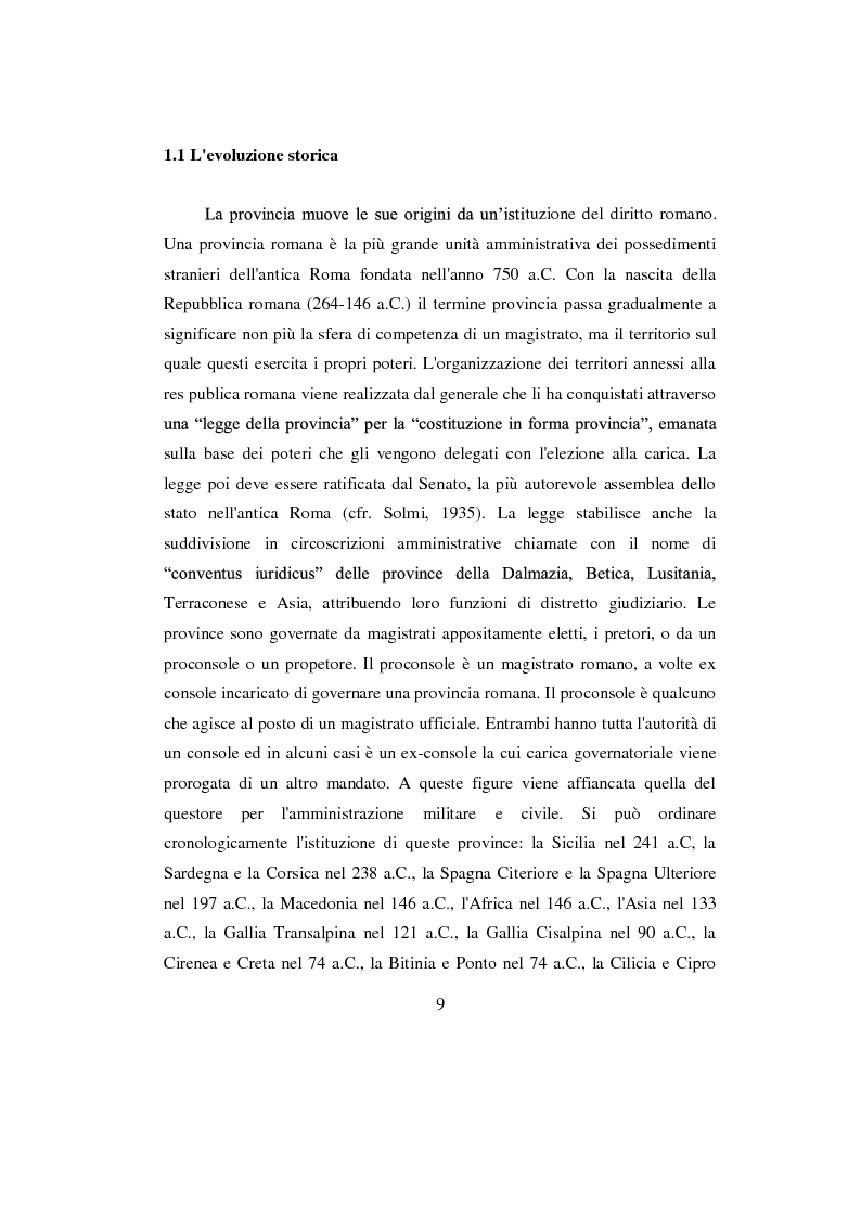 Anteprima della tesi: La Provincia. Ruolo storico e dibattito attuale con riferimento al caso di Perugia, Pagina 8