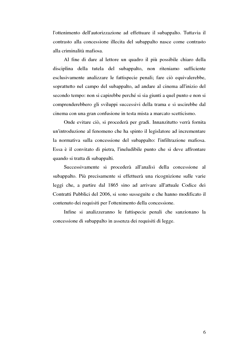 Anteprima della tesi: Subappalto e mafia: analisi della disciplina a tutela dei subcontratti dalle infiltrazioni mafiose., Pagina 5