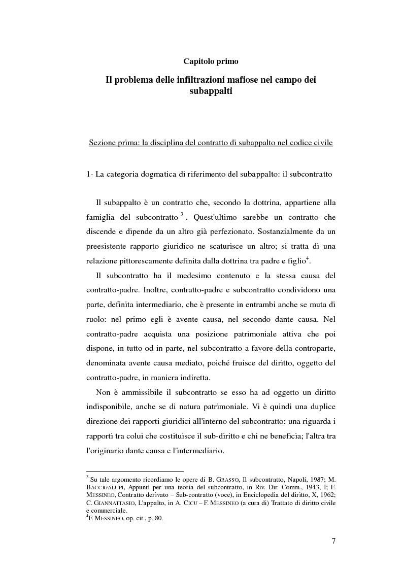 Anteprima della tesi: Subappalto e mafia: analisi della disciplina a tutela dei subcontratti dalle infiltrazioni mafiose., Pagina 6