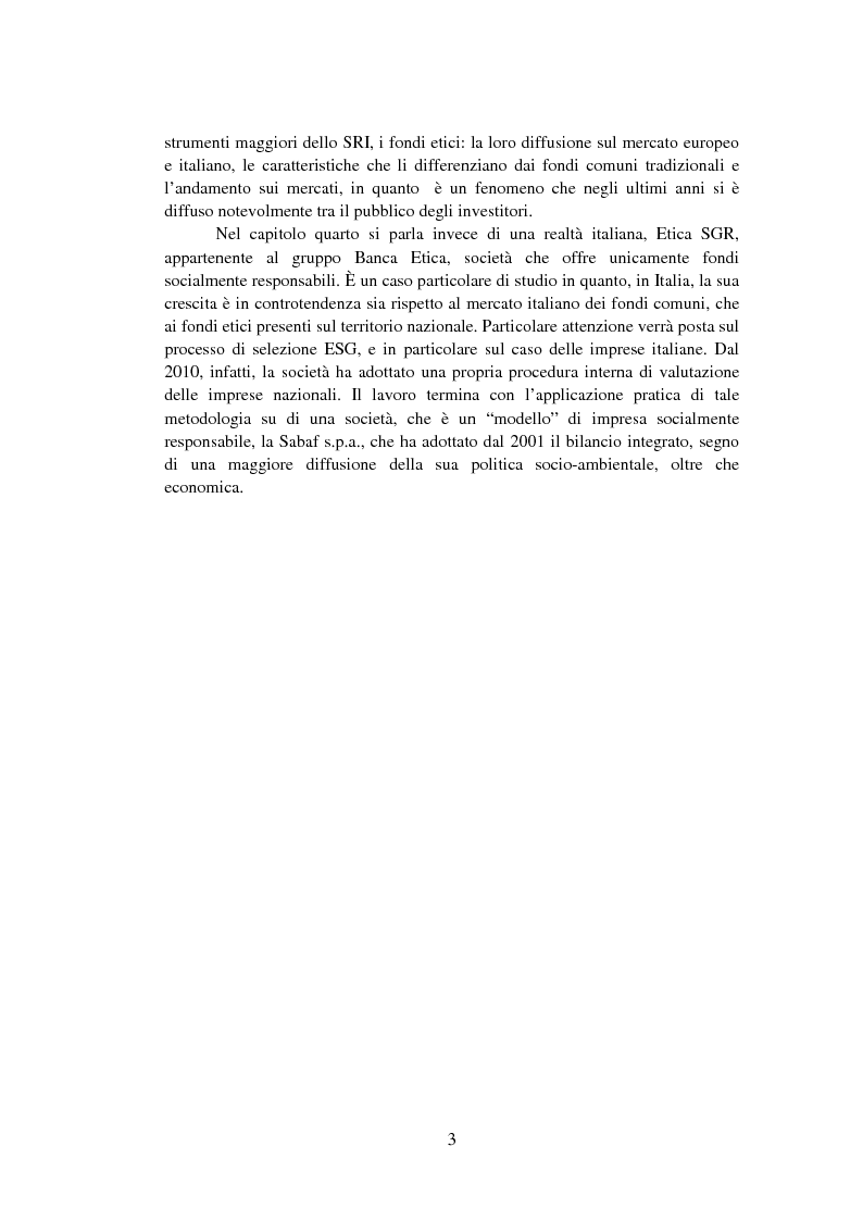 Anteprima della tesi: La Finanza Etica. Il Caso Etica Sgr e il Rating Etico: Sabaf S.P.A., Pagina 4